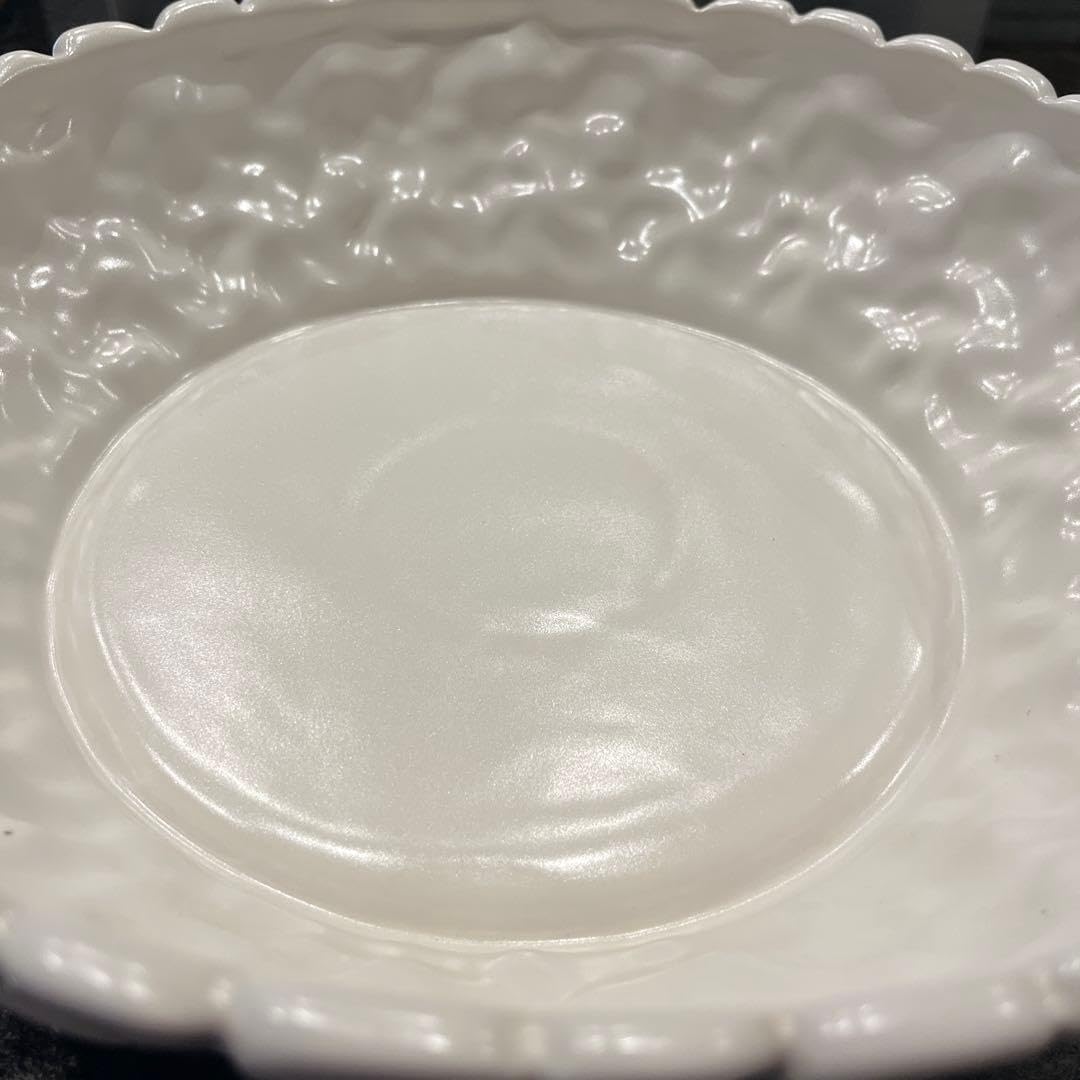 ジェンガラ 大皿 白陶器ボウル フランジパニ柄 フルーツ皿 フルーツ